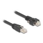 DeLOCK Cable RJ45 plug to RJ45 plug with screw distance 20 mm for GigE Camera Cat.6A S/FTP 1 m black