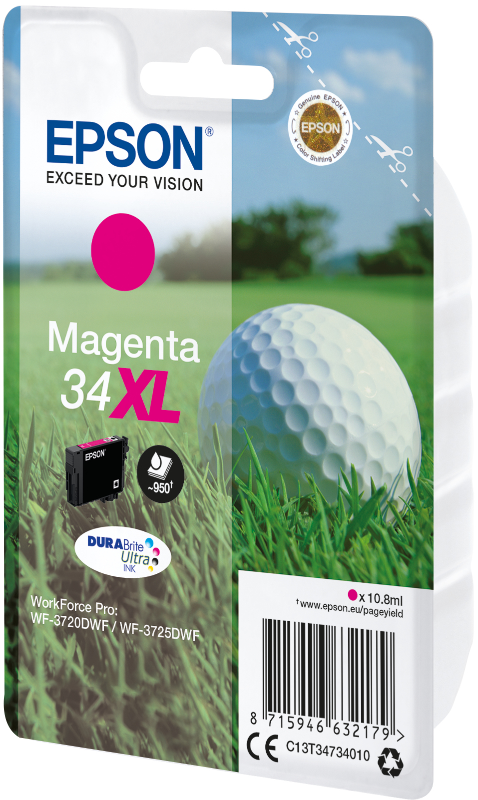 Epson C13T34734010/34XL Ink cartridge magenta high-capacity, 950 pages 10,8ml for Epson WF-3720