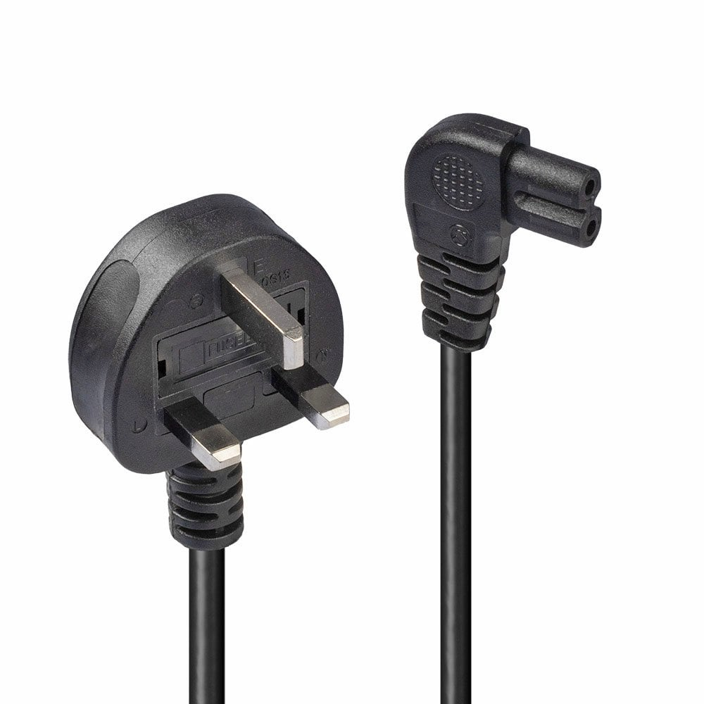 Image of Lindy 0.5m UK 3 Pin Plug to Right Angled IEC C7 mains power Cable,...