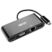 Tripp Lite U444-06N-VGUB-C USB-C Multiport Adapter, VGA, USB 3.x (5Gbps) Hub Port, Gigabit Ethernet and 60W PD Charging, Black