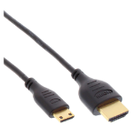 InLine High Speed HDMI Cable with Ethernet, AM/CM, super slim, black/gold, 1m