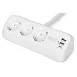Digitus 3-way office socket strip with 2x USB-A and 1x USB-C connections, white