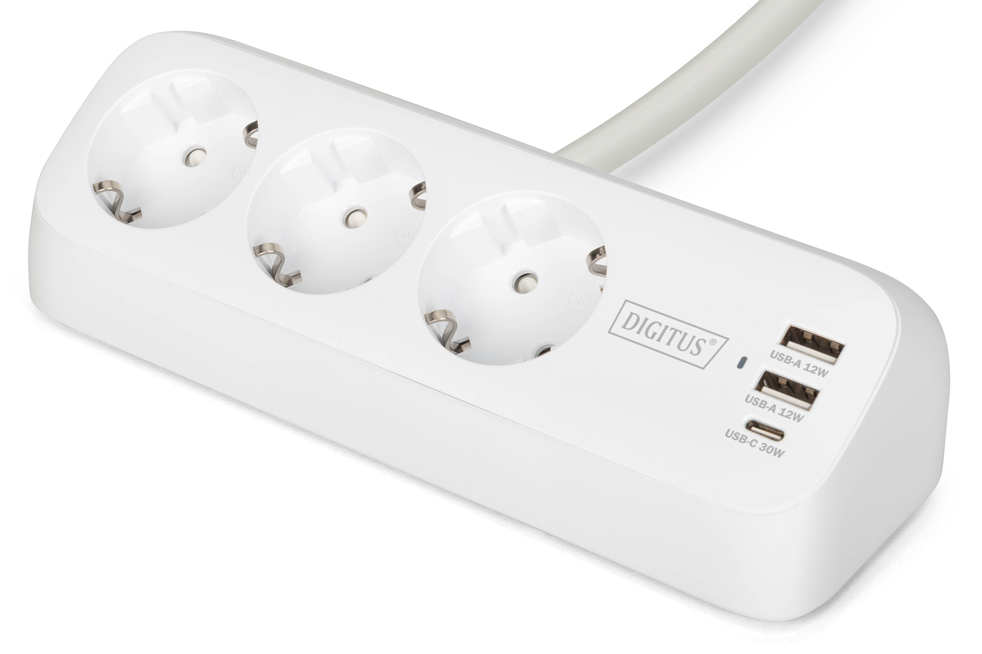Digitus 3-way office socket strip with 2x USB-A and 1x USB-C connectio