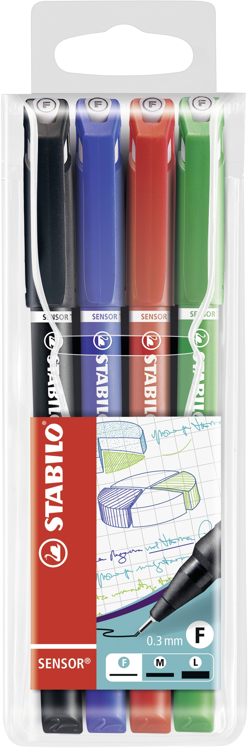 Image of STABILO SENSOR fine fineliner Black, Blue, Green, Red 4 pc(s)
