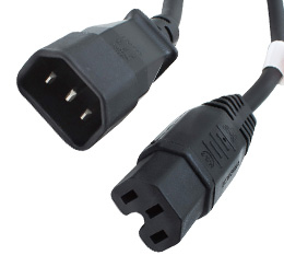 Image of Origin Storage 3m Power Cable - PDU to Switch IEC C14(M)-IEC C15(F)