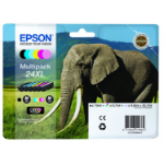 Epson C13T24384020/24XL Ink cartridge multi pack Bk,C,M,Y,LC,LM high-capacity Blister Radio Frequency 500pg + 5x740 pg, 1x10ml + 3x9ml + 2x10ml Pack=6 for Epson XP 750