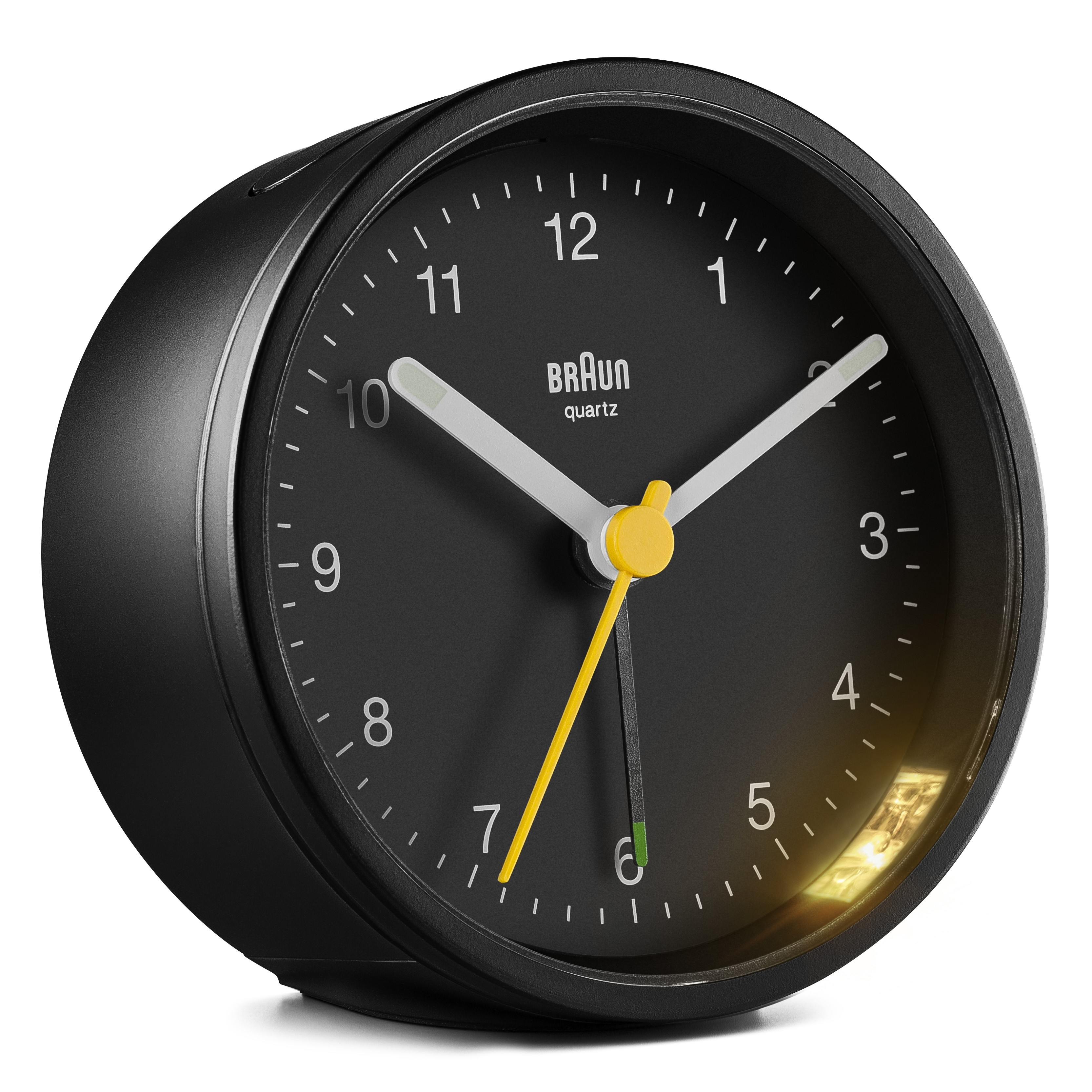 Image of Braun BC12 - Quartz alarm clock - Round - Black - Analog - Yellow...