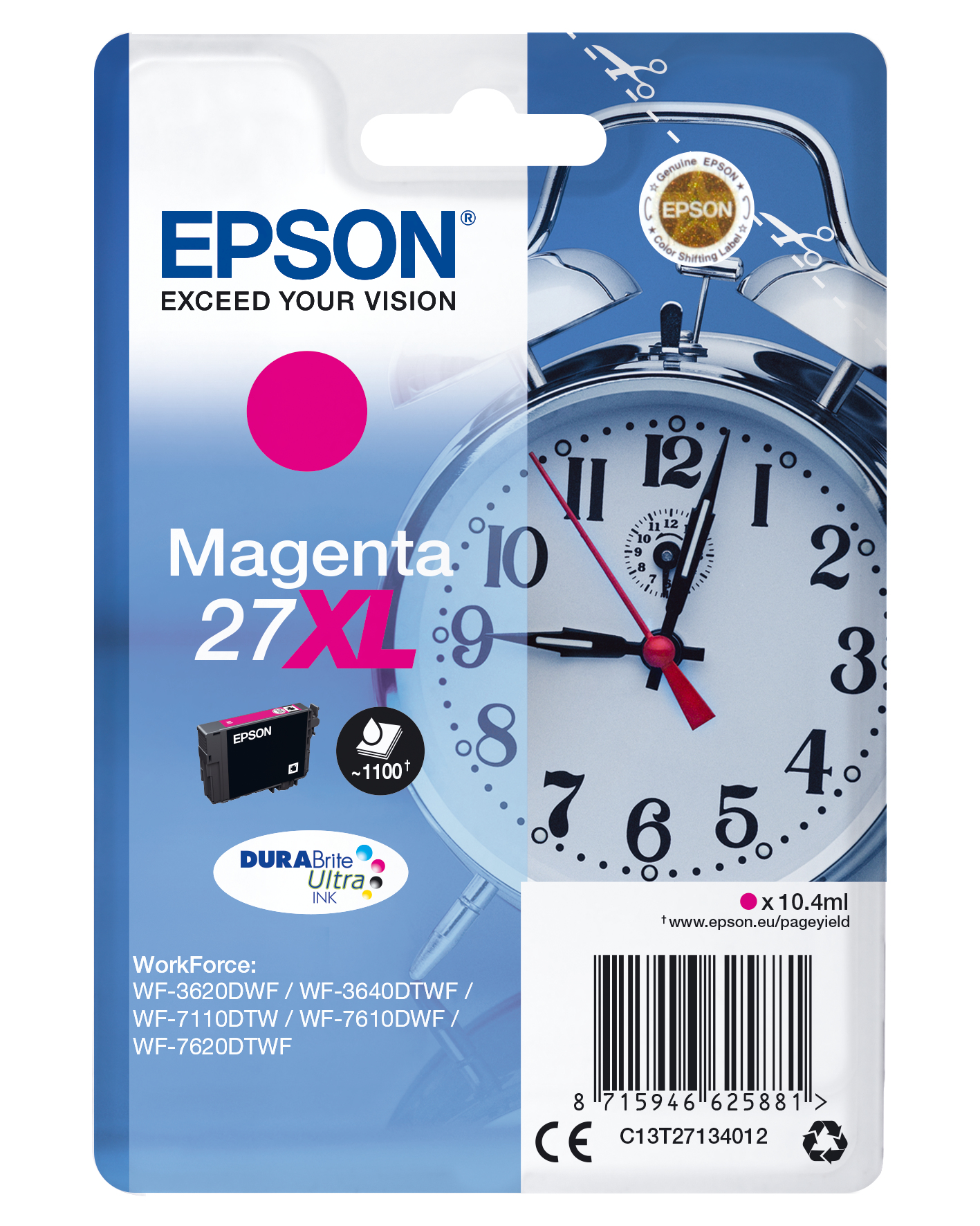 Image of Epson C13T27134010/27XL Ink cartridge magenta high-capacity, 1.1K...