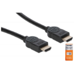 Manhattan Certified Premium HDMI 4K@60Hz Cable with Ethernet, 1.8m, Suitable for ALL 4K & 1080p/HD Uses - When Upgrading Now or Have It Ready for When You Need It, Black, High Speed, Lifetime Warranty, Same 4K@60Hz Performance as HDMM2MP (2m)
