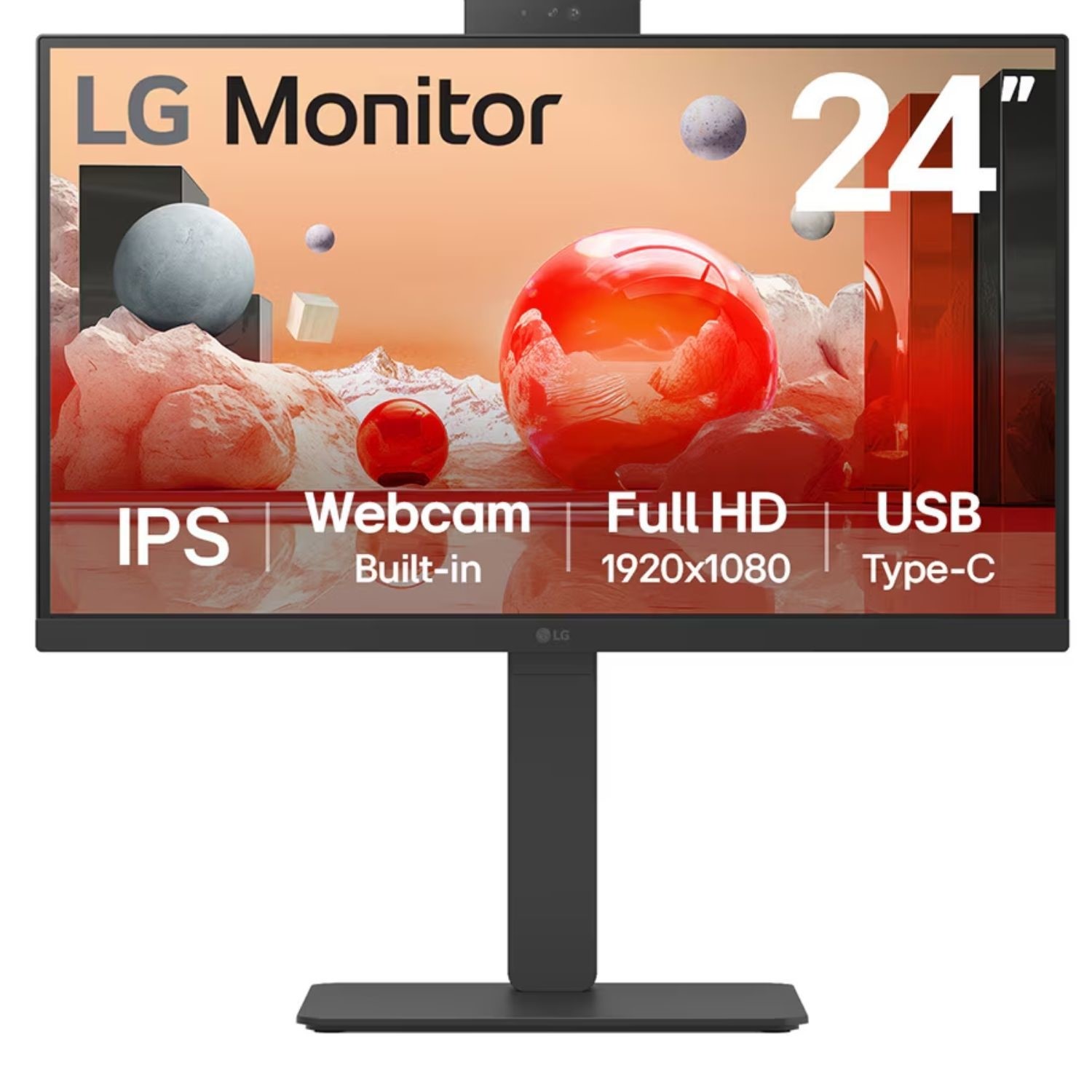 LG Refurbished LG 24BA850-B 24" IPS Full HD 100Hz Height Adjustable Webcam Monitor