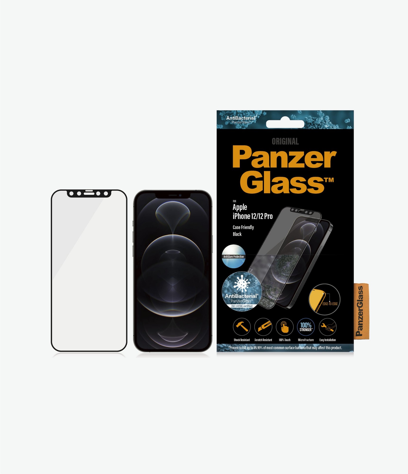 PanzerGlass Apple iPhone 12/12 Pro Edge-to-Edge Anti-Glare Anti-Bacterial