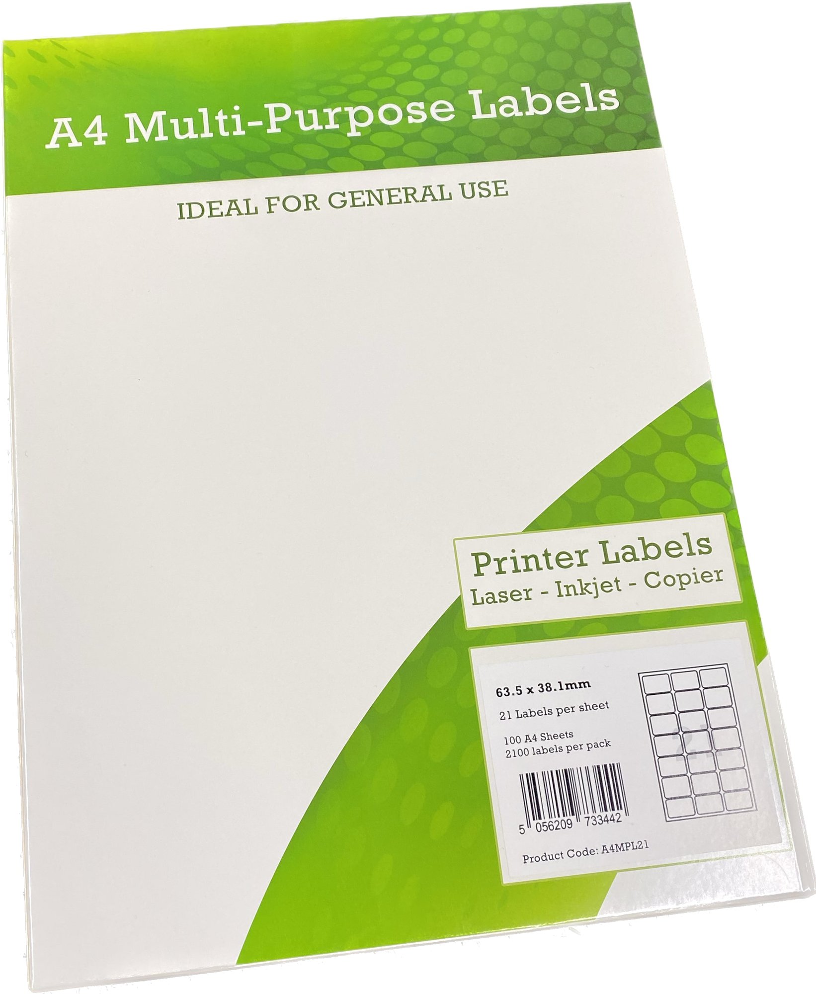 Q-Connect Multipurpose Labels 63.5x38mm 21 Per Sheet White (2100 Pack) KF26051