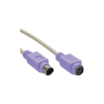 InLine PS/2 Cable male / female grey with purple plug 2m