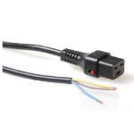 ACT Netsnoer C19 IEC Lock - open einde zwart 2 m, PC1174