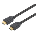 Manhattan HDMI 4K@60Hz Cable with Ethernet - CL3 rated, 10m, Suitable for In-Wall use, For ALL 4K & 1080p/HD uses - when upgrading now or have it ready for when you need it, Male to Male, Black, Ultra HD 4k x 2k, Lifetime Warranty, Premium High Speed