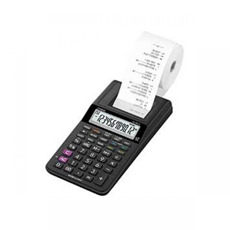 Image of Casio HR-8RCE 12 Digit Mini Printing Calculator Black HR-8RCE-BK-W-EC