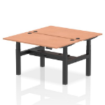 Dynamic Air Back-to-Back W1400 x D800mm Height Adjustable Sit Stand 2 Person Bench Desk With Cable Ports Beech Finish Black Frame - HA01962 DD