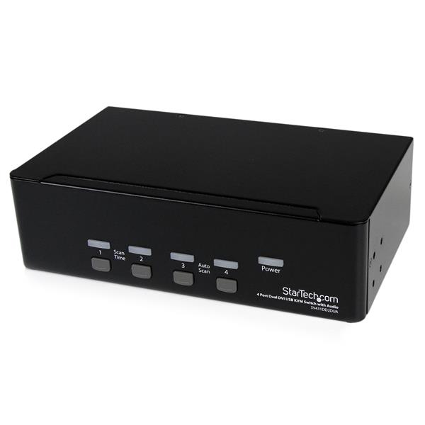 Image of StarTech.com 4 Port Dual DVI USB KVM Switch with Audio & USB 2.0 Hub