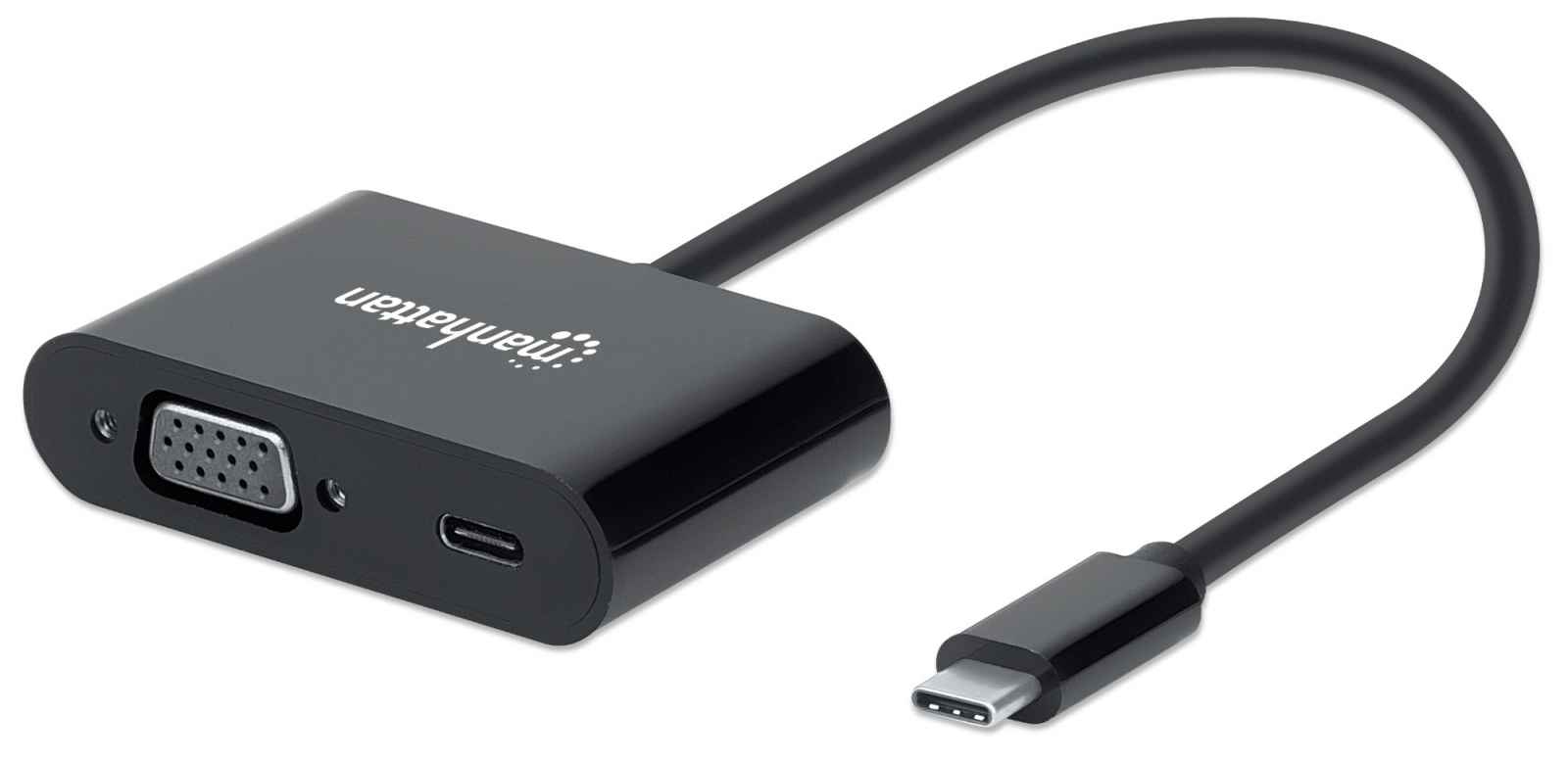 Image of Manhattan USB-C to VGA and USB-C (inc Power Delivery), 1080p@60Hz,...