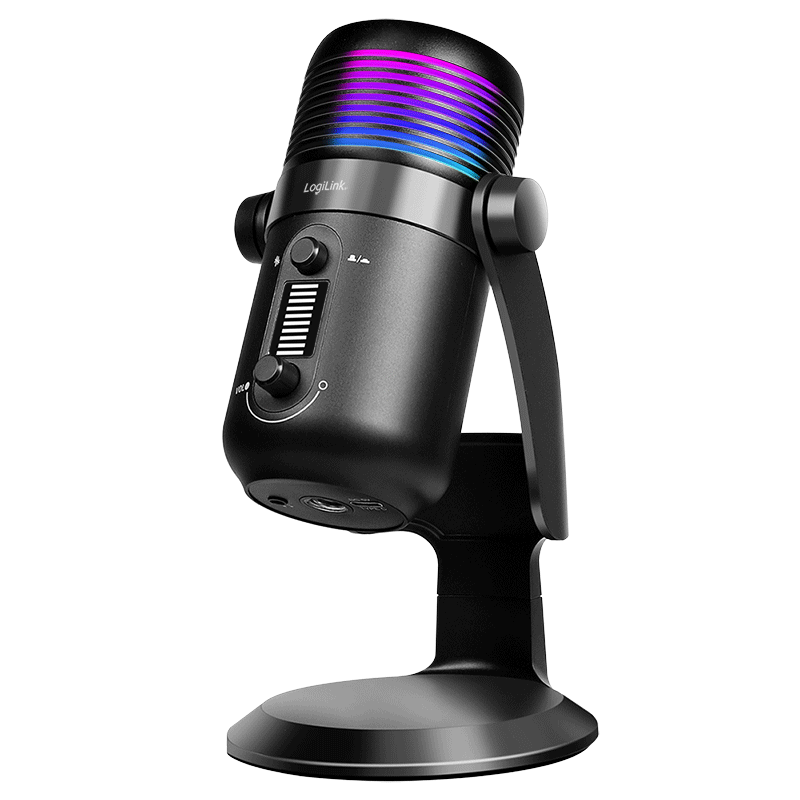 LogiLink Microphone, USB, Condenser microphone, RGB light, 192kHz, black