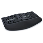 Kinesis Ergonomic mWave for Windows Bluetooth Mechanical Keyboard for PC - US Layout - Black. The mWave is a negative tilt; fixed split; tented design with integrated palm support. Supports simultaneous connection to 3 devices; backlighting available for