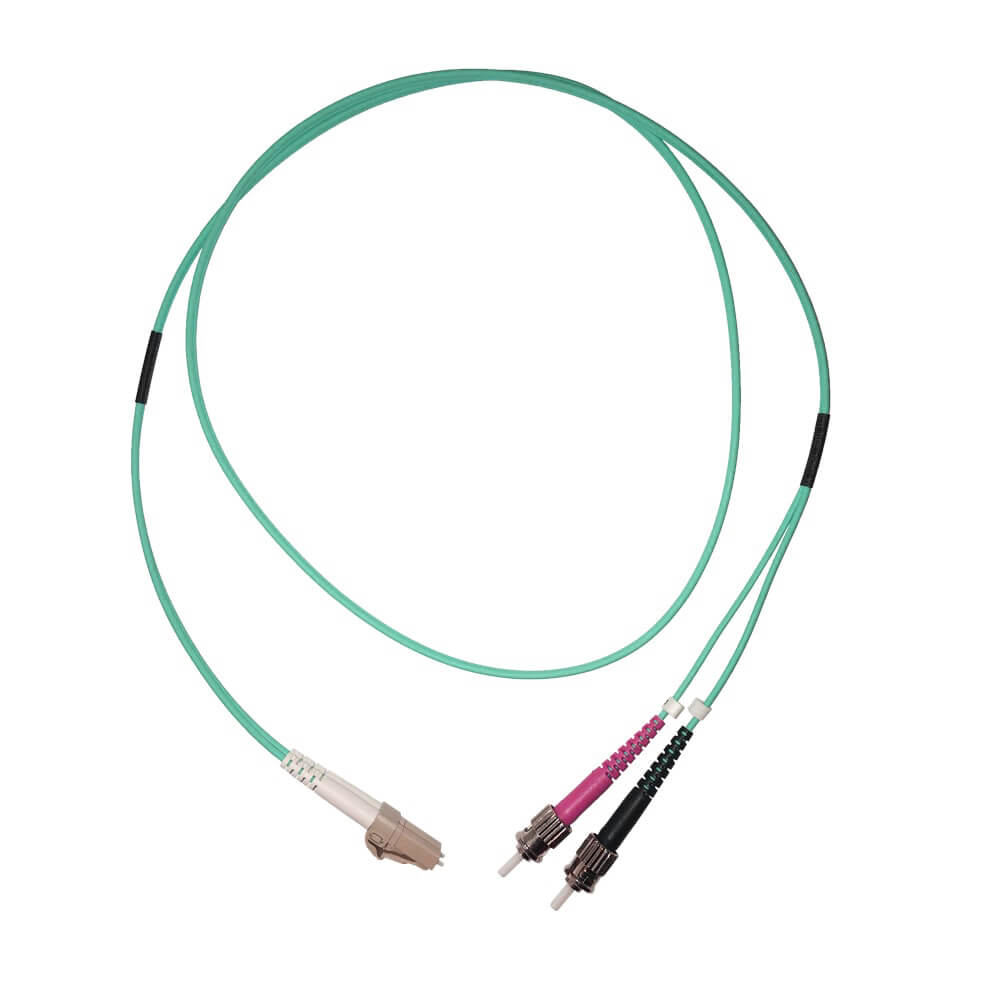 Videk 50/125 OM3 LC to ST Duplex Fibre Optic Patch Cable Aqua 0.5Mtr