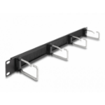 DeLOCK 19″ Cable Management Brush Strip with 4 metal hooks 1U black