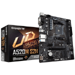 Gigabyte A520M S2H Motherboard - Supports AMD Ryzen 5000 Series AM4 CPUs, 4+3 Phases Pure Digital VRM, up to 5100MHz DDR4 (OC), PCIe 3.0 x4 M.2, GbE LAN, USB 3.2 Gen 1
