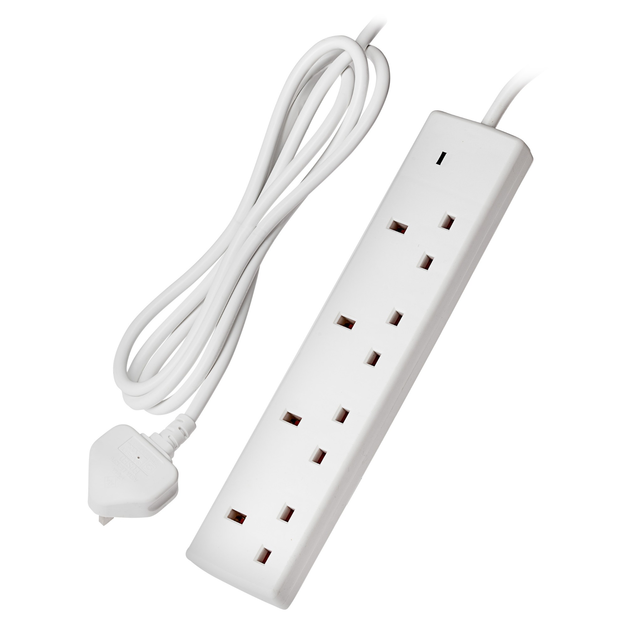 Maplin White 4 Socket Extension Lead 13A Neon Indicator 2M