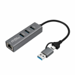 Microconnect USBHUB-RJ45-2IN1 interface hub USB 3.2 Gen 1 (3.1 Gen 1) Type-A 5000 Mbit/s Black