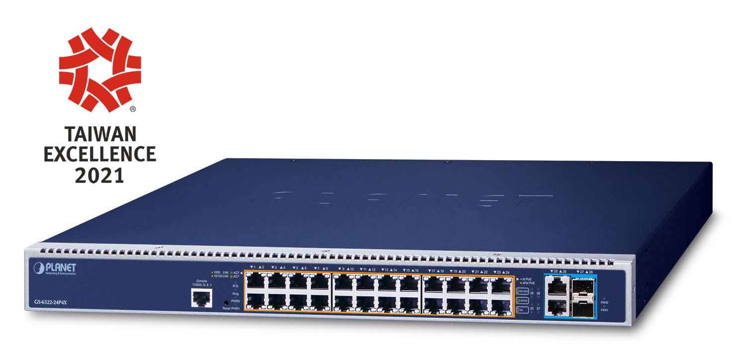 Image of PLANET GS-6322-24P4X network switch Managed L3 10G Ethernet (100/1000/