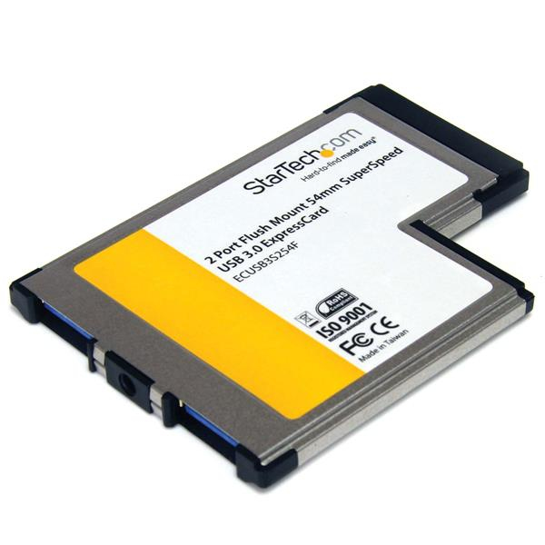Image of StarTech.com 2 Port Flush Mount ExpressCard 54mm SuperSpeed USB...