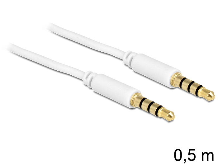 Image of DeLOCK 3.5mm - 3.5mm, 0.5m audio cable White