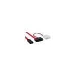 InLine Slimline SATA cable, Slim SATA 13pin (7+6) cab. side to SATA+power, 0.4m