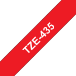 Brother TZE-435 label-making tape White on red