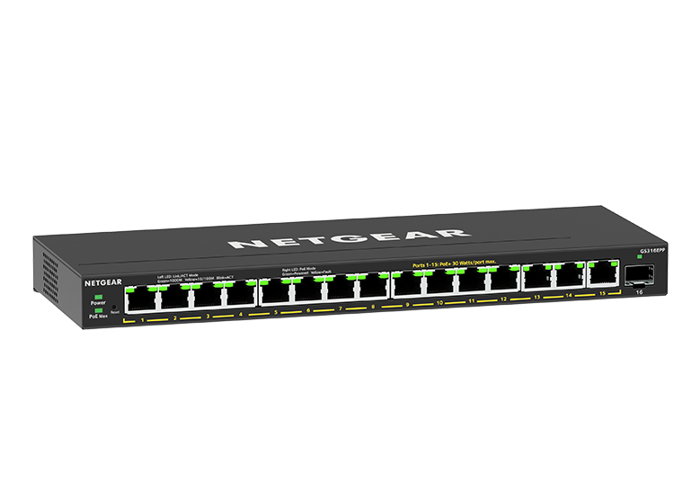 Image of NETGEAR GS316EPP Managed Gigabit Ethernet (10/100/1000) Power over...
