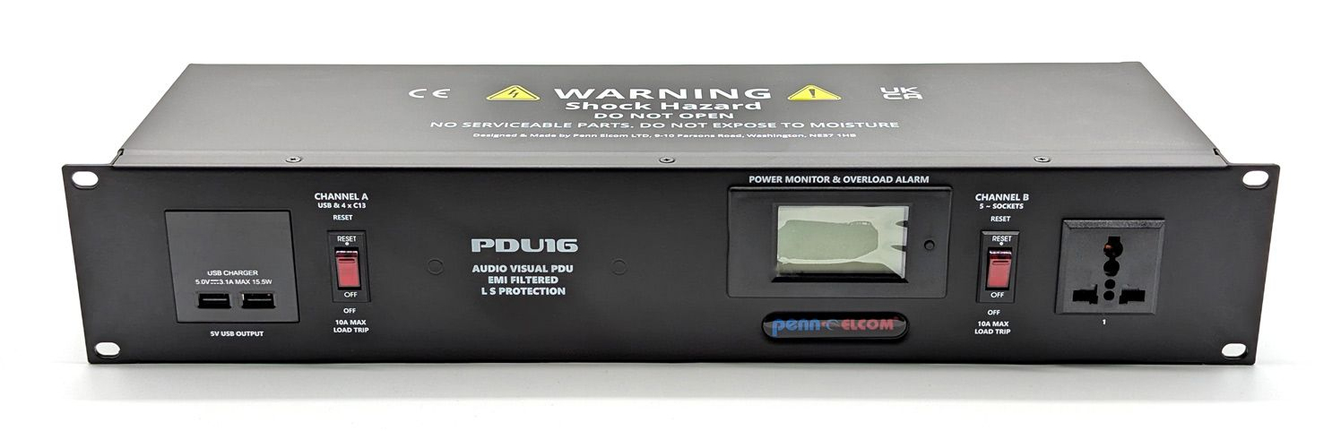 Penn Elcom 2U 20 Amp Rack Mount PDU with Power Monitoring and Overload