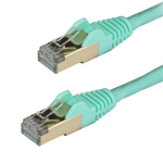 StarTech.com 0.50m CAT6a Ethernet Cable - 10 Gigabit Shielded Snagless RJ45 100W PoE Patch Cord - 10GbE STP Network Cable w/Strain Relief - Aqua Fluke Tested/Wiring is UL Certified/TIA