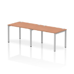 Dynamic Impulse Single Row 2 Person Bench Desk W1200 x D800 x H730mm Beech Finish Silver Frame - IB00280 DD