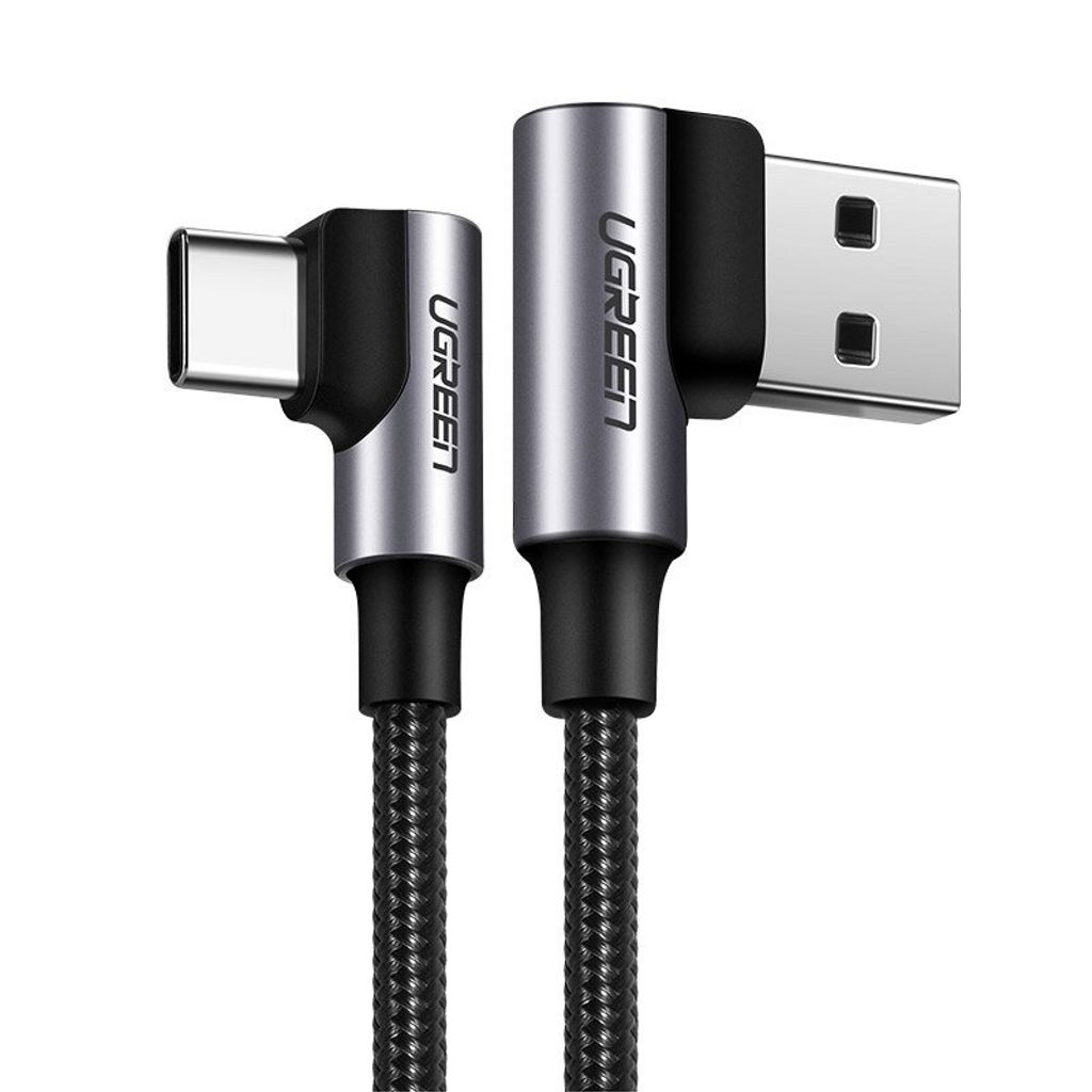 EU Product - Angled USB-A to USB-C Cable 3A, 2m - Grey thumbnail