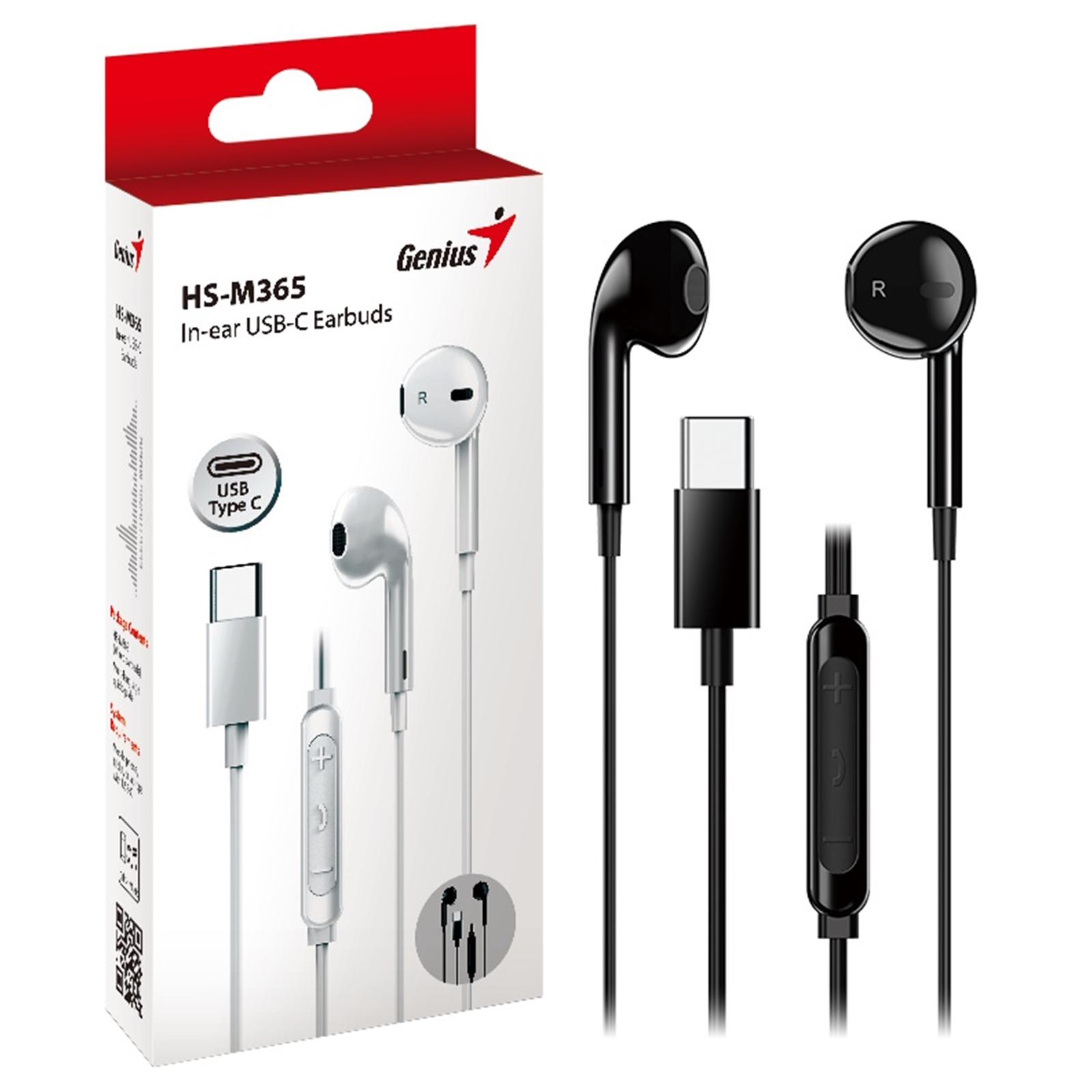 Genius Computer Technology HS-M365B USB-C In-Ear Wired Earbuds with In