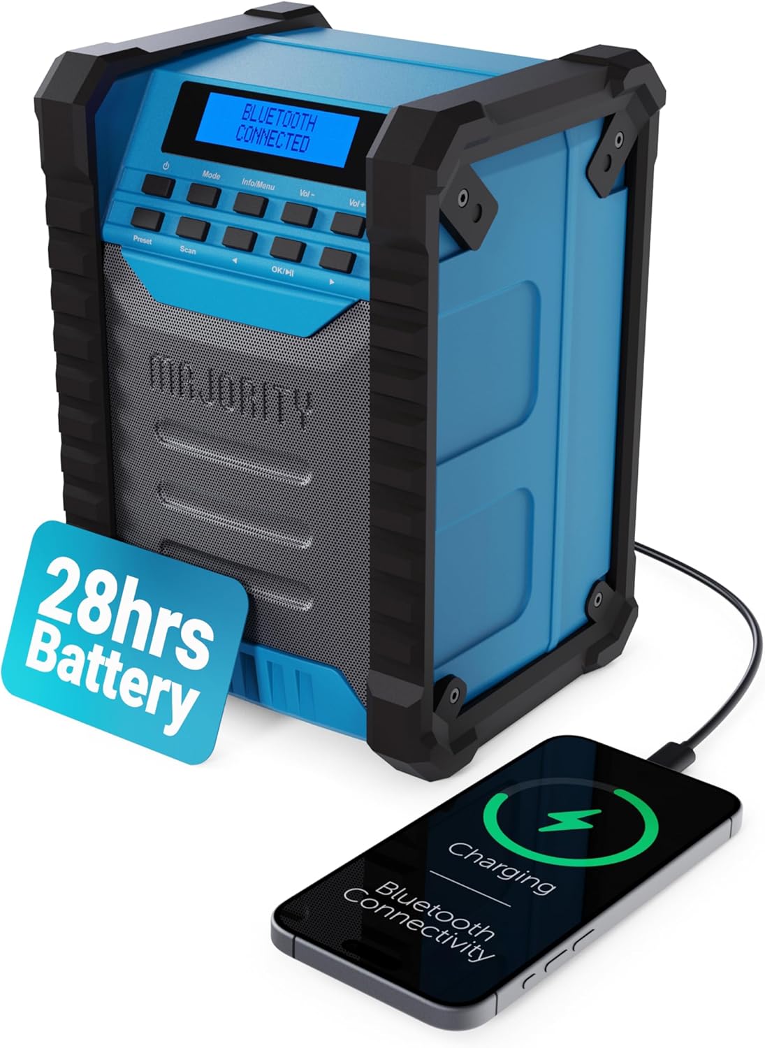 MAJORITY LANDBEACH Portable Rugged Speaker FM-BT IP65 Waterproof 20hr Battery with PowerBank function
