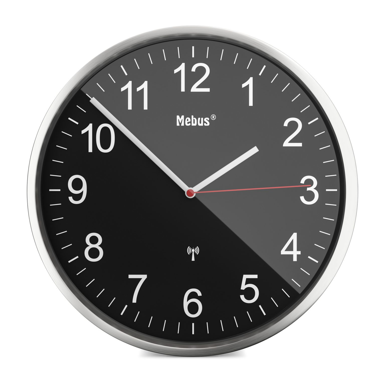 Image of Mebus 19578 - Mechanical wall clock - Round - Black - Metallic -...