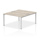 Dynamic Impulse Back-to-Back 2 Person Bench Desk W1400 x D1600 x H730mm With Cable Ports Grey Oak Finish Silver Frame - IB00113 DD