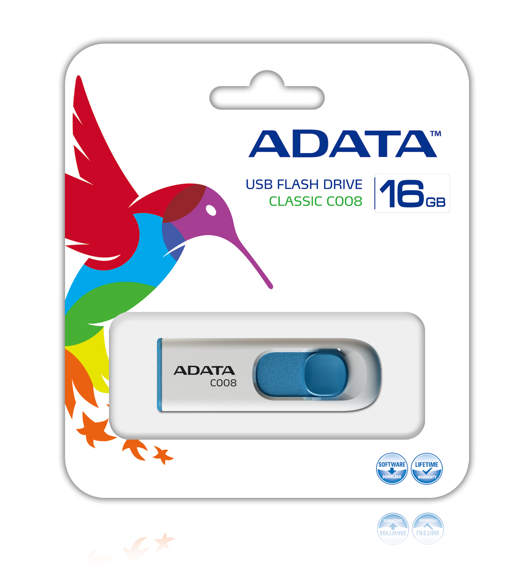 ADATA C008 USB flash drive 16 GB USB Type-A 2.0 Blue, White