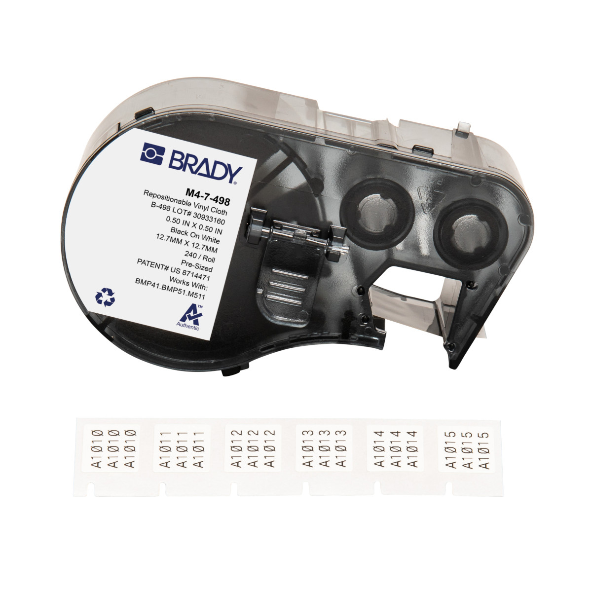 Brady M4-7-498 printer label Black. White Self-adhesive printer label