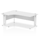 Dynamic Impulse Contract Left Hand Crescent Cable Managed Leg Desk W1800 x D1200 x H730mm White Finish/White Frame - I002398 DD