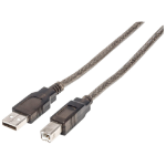 Manhattan USB-A to USB-B Cable, 15m, Male to Male, Active, Black, 480 Mbps (USB 2.0), Built-in Chipset With Amplification, Equivalent to Startech USB2HAB50AC, Hi-Speed USB, Three Year Warranty, Polybag