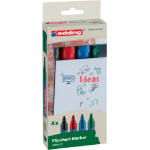 Edding 31 EcoLine Flipchart Marker Bullet Tip 1.5-3mm Line Black Blue Red Green (Pack 4) - 4-31-4