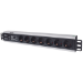 Intellinet 19" 1.5U Rackmount 7-Way Power Strip - German Type", With Surge Protection, 3m Power Cord (Euro 2-pin plug)